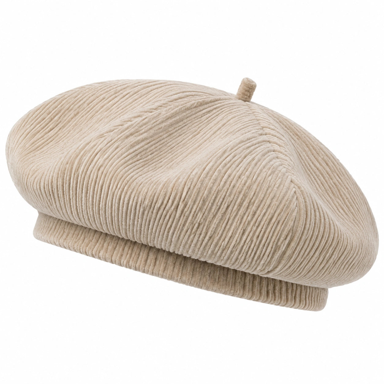 Basco taglia unica in tessuto a coste beige stile casual
