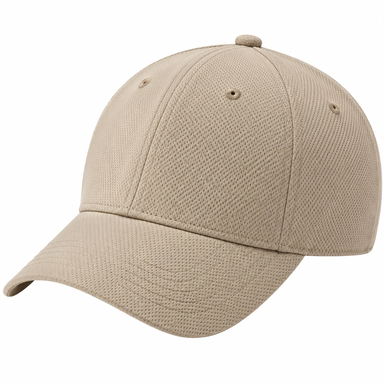 Cappellino da baseball taglia unica in tessuto a rete beige con visiera curva traspirante
