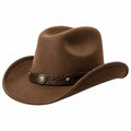 Cappello da cowboy taglia unica marrone effetto scamosciato con fascia intrecciata