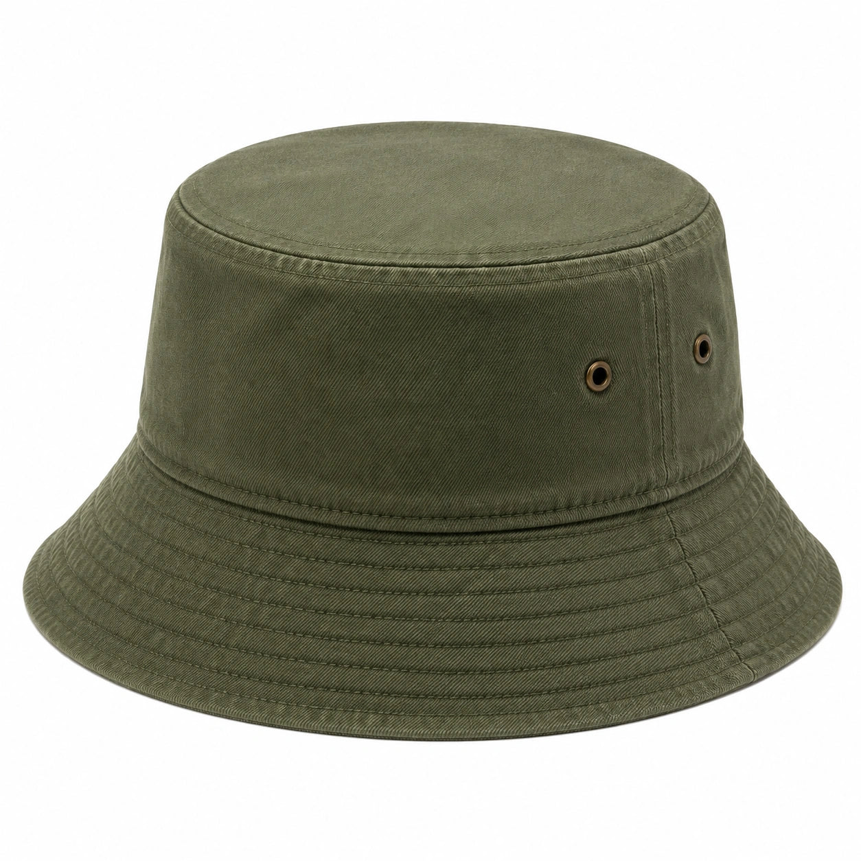 Cappello pescatore taglia unica in tessuto verde oliva con falda ampia stile casual