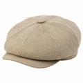 Coppola unisex taglia unica in tessuto beige a spina di pesce - stile classico